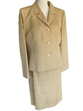 Le Suit Natural Charm 2 Piece Jacket & Skirt Suit Champagne Size 12P New